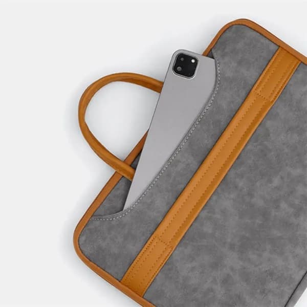 Baona Datorfodral 13.3" Läder - Grå/Brun