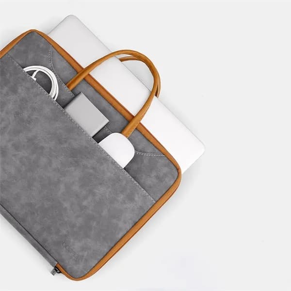 Baona Datorfodral 13.3" Läder - Grå/Brun