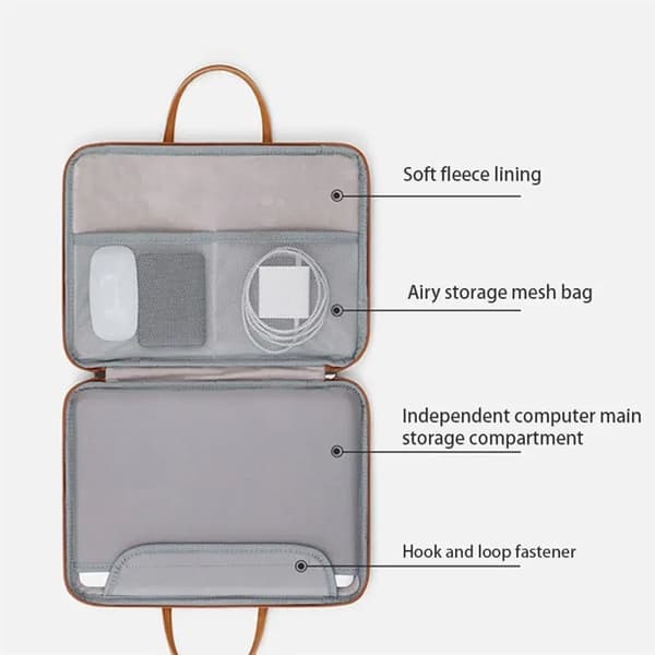 Baona Datorfodral 13.3" Läder - Grå/Brun