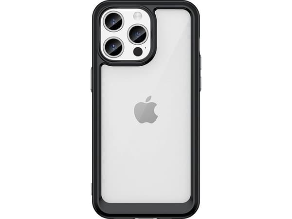 Forsterket deksel med fleksibel ramme for iPhone 15 Pro Outer Space - sort