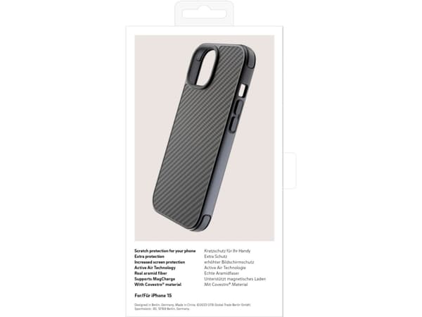 Black Rock 00221258, Cover, Apple, iPhone 15, 15.5 cm (6.1"), Carbon