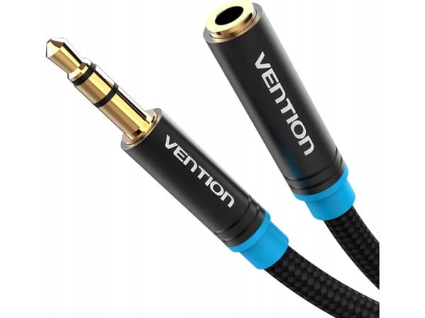 3.5mm cotton braided audio extension cable 3m Vention VAB-B06-B300-M black