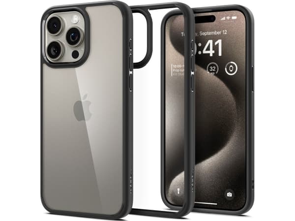 Spigen ACS06449, Omslag, Apple, iPhone 15 Pro Max, 17 cm (6.7"), Svart, Transparent
