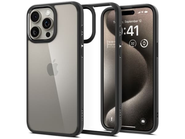 Spigen ACS06449, Omslag, Apple, iPhone 15 Pro Max, 17 cm (6.7"), Svart, Transparent