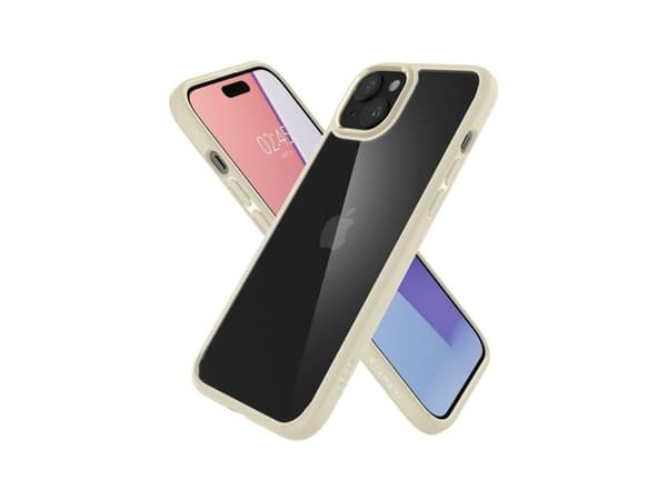 Spigen Crystal Hybrid, Omslag, Apple, iPhone 15 Plus, 17 cm (6.7"), Beige, Transparent