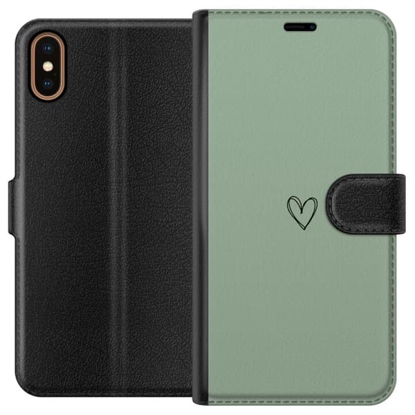 Apple iPhone X Tegnebogsetui Hjerte Grøn