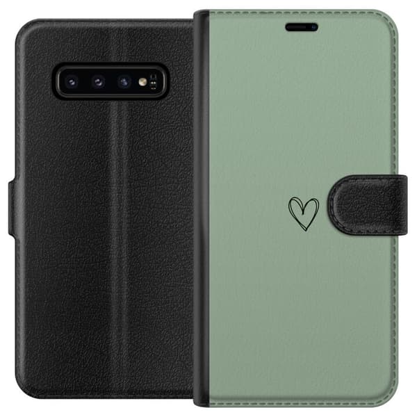 Samsung Galaxy S10 Lommeboketui Hjerte Grønt