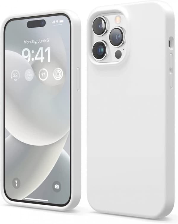 Silikoneetui til iPhone 15, hvid