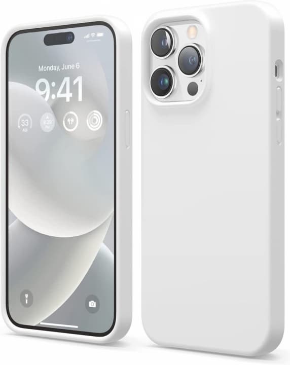 Silikoneetui til iPhone 15, hvid