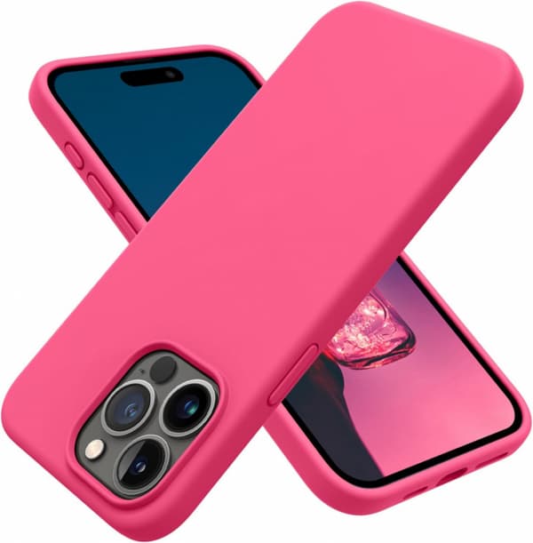 Silikonikotelo iPhone 15:lle, vadelma vaaleanpunainen
