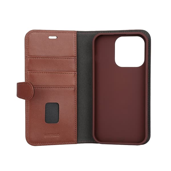 Buffalo Mobildeksel 2-i-1 3 Kort MagSeries Brun - iPhone 15 Pro