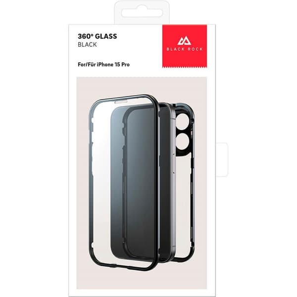 Black Rock iPhone 15 Pro Mobilskal 360 Degree - Svart/Clear