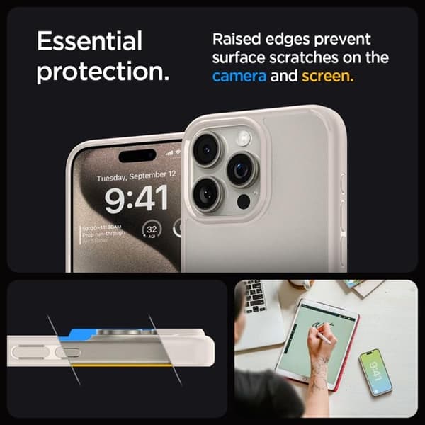 Spigen iPhone 15 Pro Mobilskal Ultra Hybrid - Natural Titanium