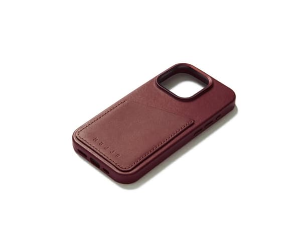 Troubadour Goods Limited Mujjo Leather Wallet Case - Lær iPhone 15 Pro-deksel, MagSafe-kompatibel (burgunder)