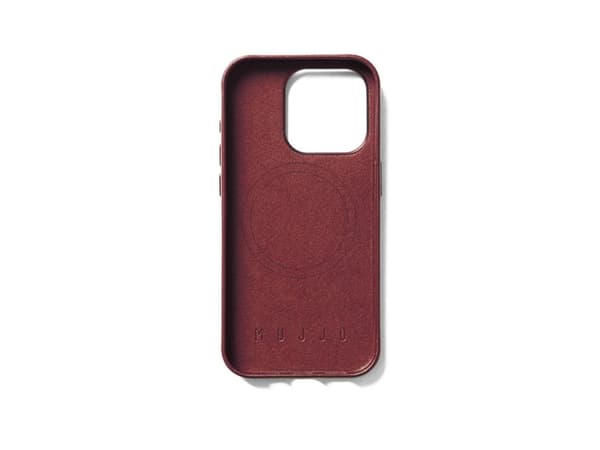 Troubadour Goods Limited Mujjo Leather Wallet Case - Lær iPhone 15 Pro-deksel, MagSafe-kompatibel (burgunder)