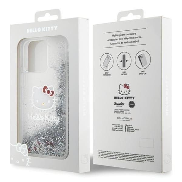 Hello Kitty iPhone 15 Pro Max Mobilskal Liquid Glitter Charms