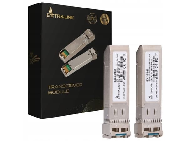 Extralink SFP+ 10G 2-pakning | SFP+-modul | 10 Gbps, LC/UPC, 1310nm, 10km, enkeltmodus, DOM, dedikert for HP/ARUBA