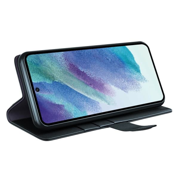 Äkta Läderfodral Samsung Galaxy S21 FE Svart