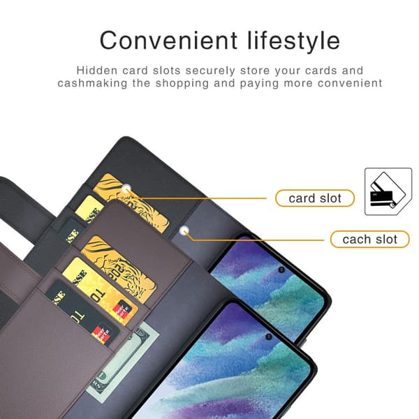 Äkta Läderfodral Samsung Galaxy S21 FE Svart