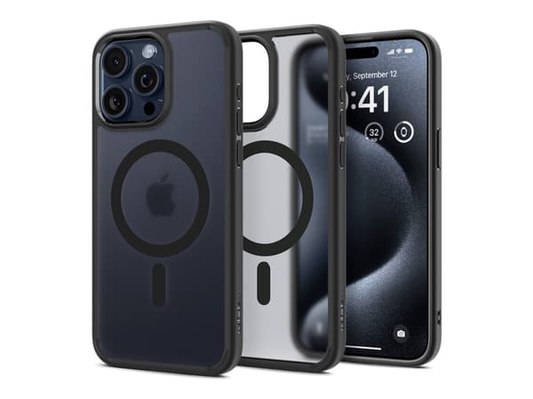 Spigen Ultra Hybrid MagFit - Baksidesskydd för mobiltelefon - MagSafe-kompatibilitet - polykarbonat, termoplastisk polyuretan (TPU) - frostad svart -