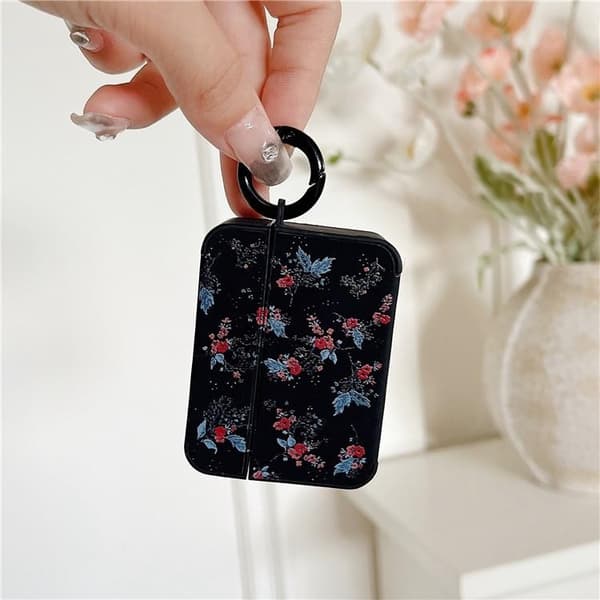 Airpods 3 Skal Flower Pattern med Ringspänne - Svart/Blå