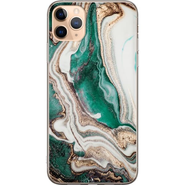 Apple iPhone 11 Pro Max Gjennomsiktig deksel Grønn/Gull marmor