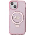 Miniatyrbild 3 av 8: Guess iPhone 15/14 Plus Mobilskal Magsafe Ringställ Script Glitter - Rosa