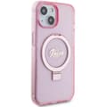 Miniatyrbild 4 av 8: Guess iPhone 15/14 Plus Mobilskal Magsafe Ringställ Script Glitter - Rosa