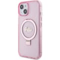Miniatyrbild 2 av 8: Guess iPhone 15/14 Plus Mobilskal Magsafe Ringställ Script Glitter - Rosa
