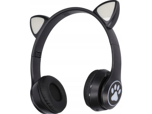 Extralink Kids Cat-Ear trådløse hodetelefoner sort | Trådløse hodetelefoner | for barn, katteører, Bluetooth 5.0, RGB-belysning