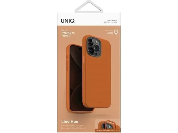 Uniq UNIQ etui Lino Hue iPhone 15 Pro Max 6.7" Magclick Charging pomarańczowy/sunset orange