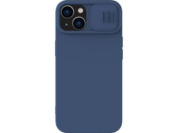 Nillkin CamShield Silky silikonfodral för iPhone 15 Plus med kameraskydd - mörkblå