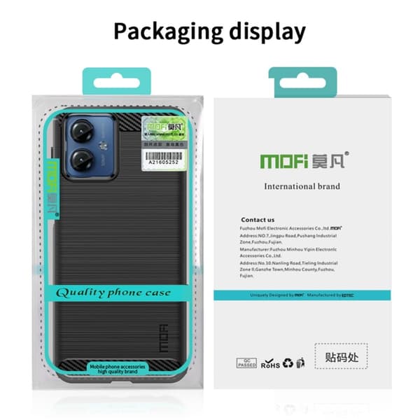 MOFI Motorola Moto G14 Kulfiber tekstur Etui Børstet - Sort