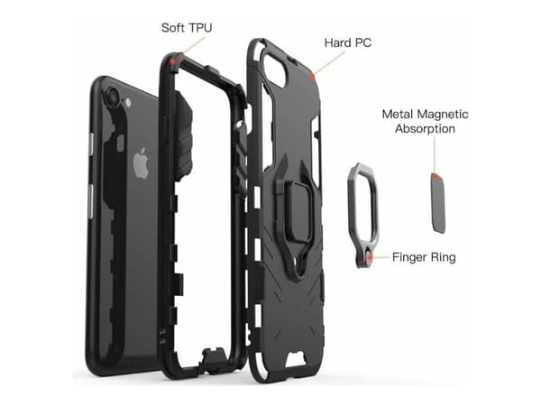 CoreParts - Baksidedeksel for mobiltelefon - silikon, hard polykarbonat, bløt termoplastpolyuretan (TPU) - svart - 6.5" - for Apple iPhone 11 Pro Max