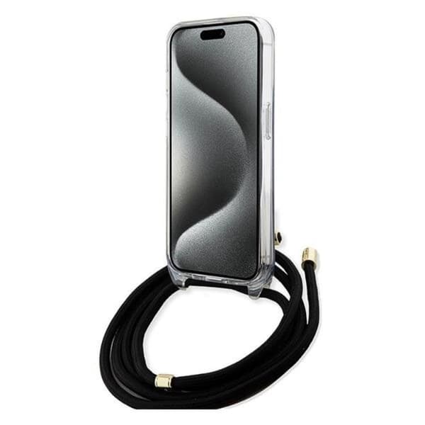 Guess iPhone 15/14/13 Mobilskal Crossbody Cord Print - Svart