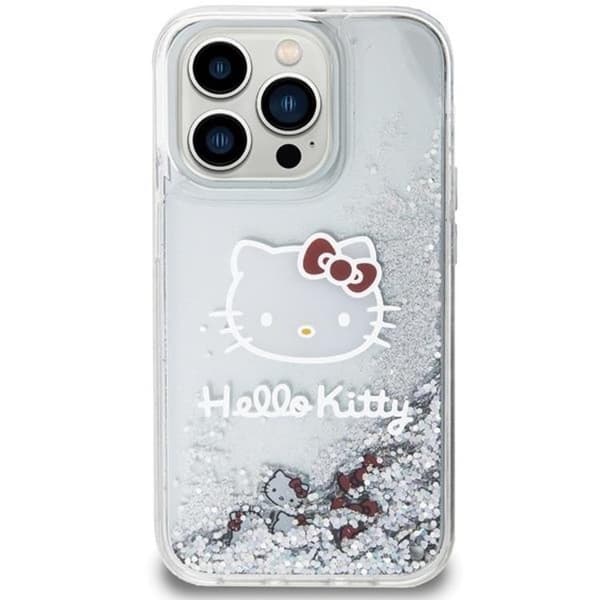 Hello Kitty iPhone 14 Pro Max Mobilskal Liquid Glitter Charms Kitty Head