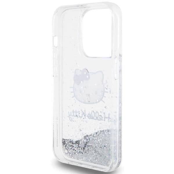 Hello Kitty iPhone 14 Pro Max Mobilskal Liquid Glitter Charms Kitty Head