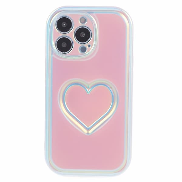 iPhone 15 Pro -kotelolle Shell TPU 3D Heart Shape - monivärinen