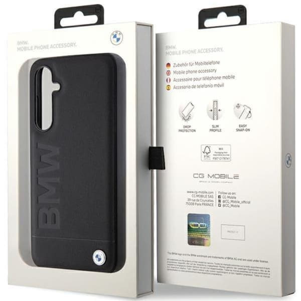 BMW Galaxy S23 FE Mobilskal Läder Hot Stamp - Svart