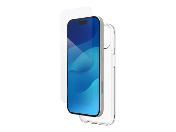 Zagg InvisibleShield Glass Elite 360 - Skyddsfodral för mobiltelefon - glas, polykarbonat - klar - för Apple iPhone 15