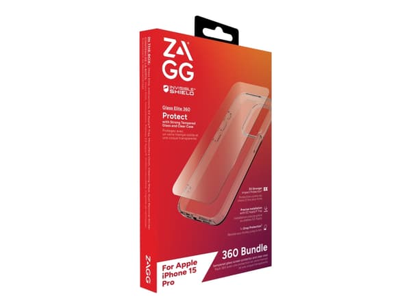 Zagg InvisibleShield Glass Elite 360 - Beskyttelsesboks for mobiltelefon - glass, polykarbonat - blank - for Apple iPhone 15 Pro