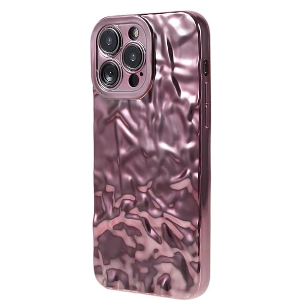 Till iPhone 15 Pro TPU-skal Elektropläterad Rynkad - Rosa