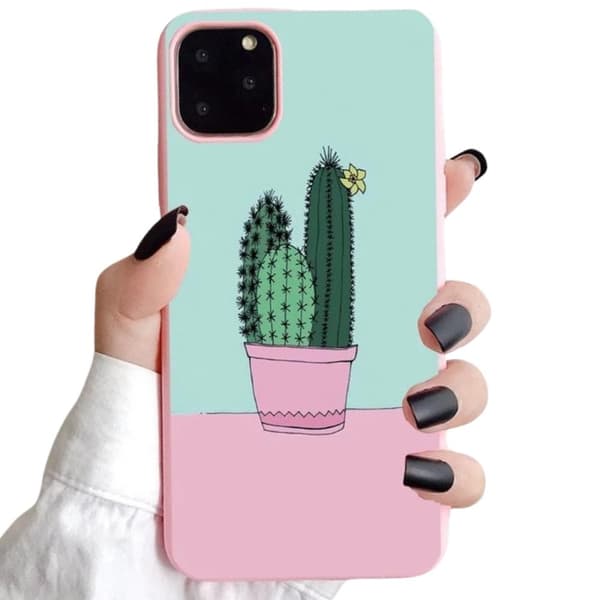 iPhone 12 & 12 Pro 3-PACK skal kaktus mona-lisa blommor