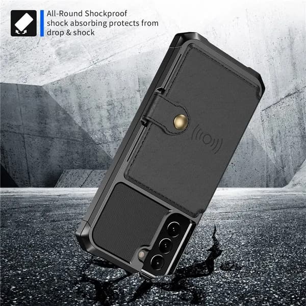 Galaxy S22 Mobilskal Korthållare ZM03 Kickstand - Svart