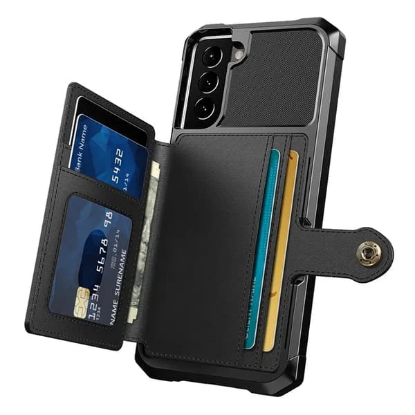 Galaxy S22 Mobilskal Korthållare ZM03 Kickstand - Svart