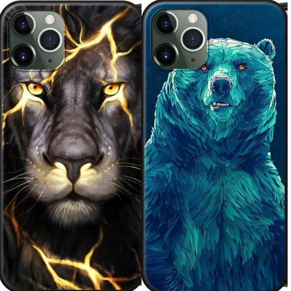 TILBUD 2 for 1 cool etui bjørneløve med blitz iphone