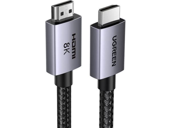 Ugrønn kabel med sertifiserte HDMI 2.1 8K-kontakter, 1 m lang - grå