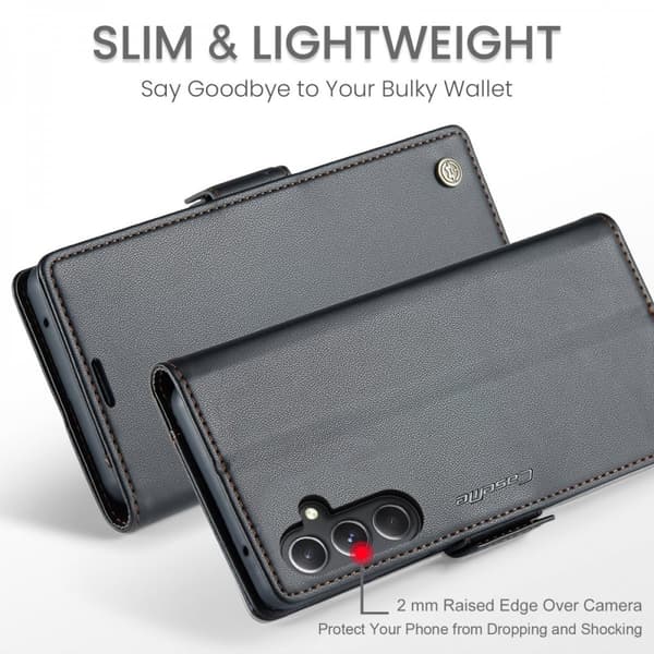 CaseMe Slim Plånboksfodral RFID-skydd Samsung Galaxy S23 FE Svart