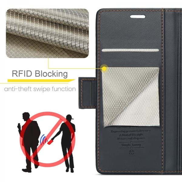 CaseMe Slim Plånboksfodral RFID-skydd Samsung Galaxy S23 FE Svart