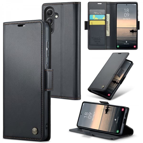 CaseMe Slim Plånboksfodral RFID-skydd Samsung Galaxy S23 FE Svart